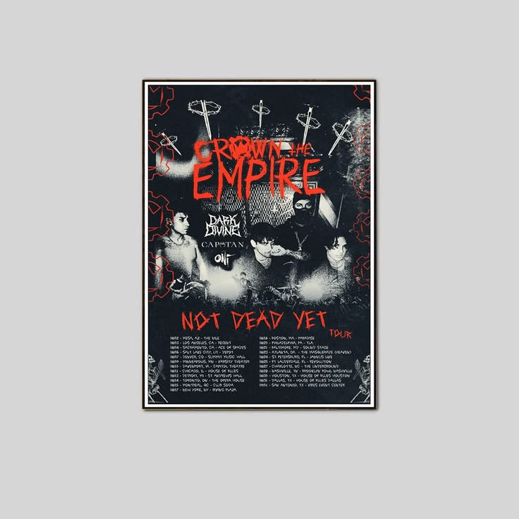 CROWN THE EMPIRE, DARK DIVINE, CAPSTAN - ONI Tour Poster Unframed Size 24''x36''