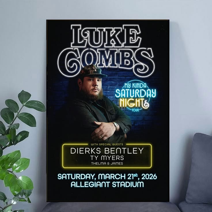 Luke Combs Poster - Allegiant Stadium, Mar 21 2026 Poster Unframed Size 24''x36''
