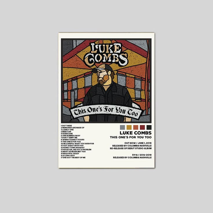 Luke Combs This One’s For You Too Album Cover Poster Wall Art Poster Unframed Size 24''x36''