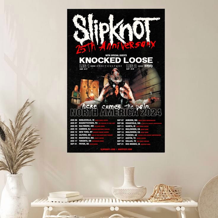 SLIPKNOT 25th Anniversary Tour KNOCKED LOOSE VENDED Poster Unframed Size 24''x36''