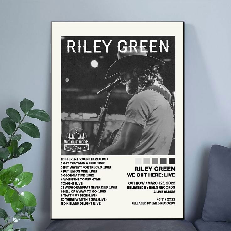 Riley Green Posters / We Out Here - Live Poster / Riley Green, Album Cover Art Poster Unframed Size 24''x36''