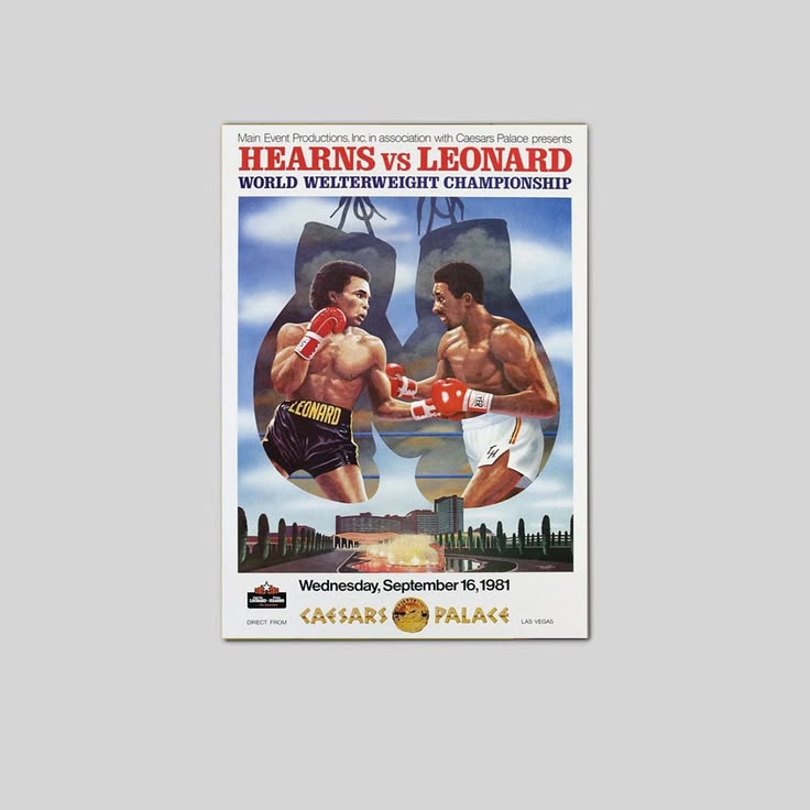 Sugar Ray Leonard vs Thomas Tommy Hitman Hearns Fight Poster Boxing Poster Unframed Size 24''x36''