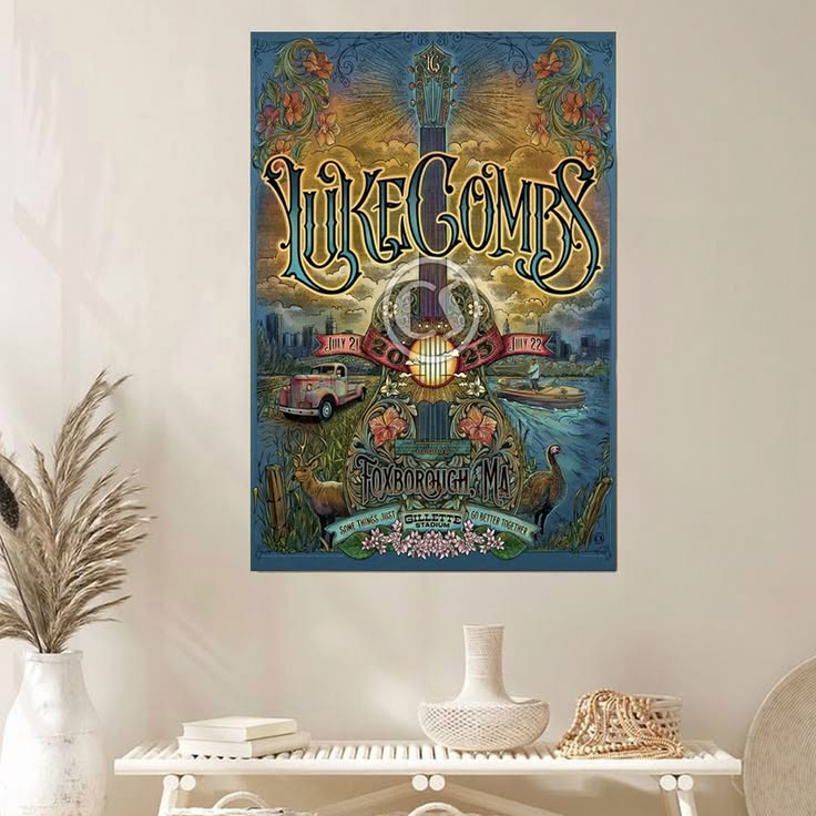 LUKE COMBS TOUR POSTER GILLETTE STADIUM 9/50 Poster Unframed Size 24''x36''