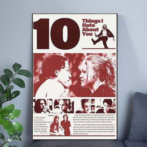 10 Things I Hate About You 1999 Movie Poster for Gifts, Home Decor, Wall Art Decor Poster Unframed Size 24''x36''