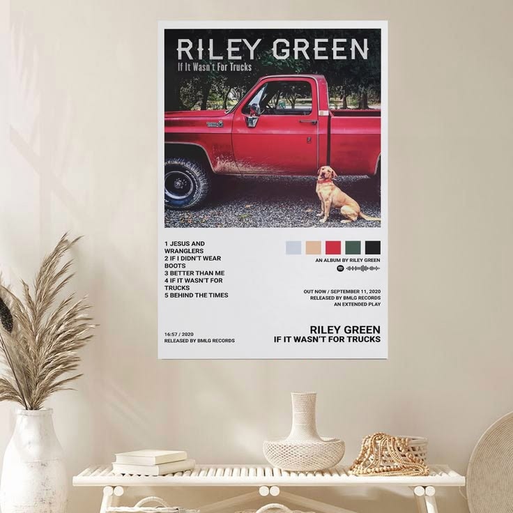 Riley Green - If It Wasn't for Trucks Poster Unframed Size 24''x36''
