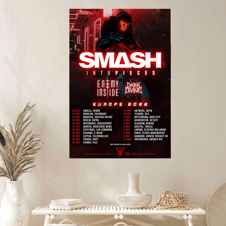 Dark Divine Smash Intopieces EU & UK Tour 2026 Poster Unframed Size 24''x36''