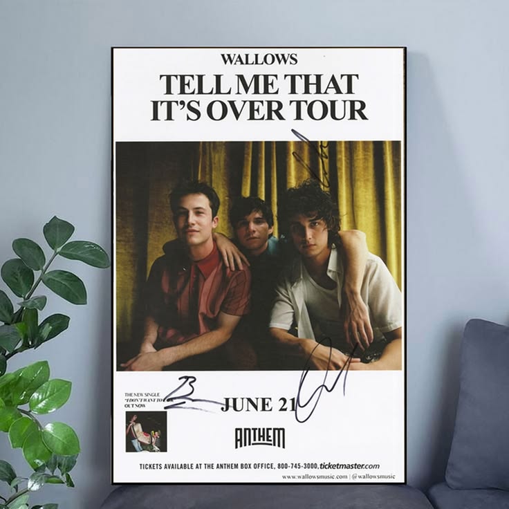 Wallows autographed gig poster Braeden Lemasters, Cole Preston, Dylan Minnette Poster Unframed Size 24''x36''