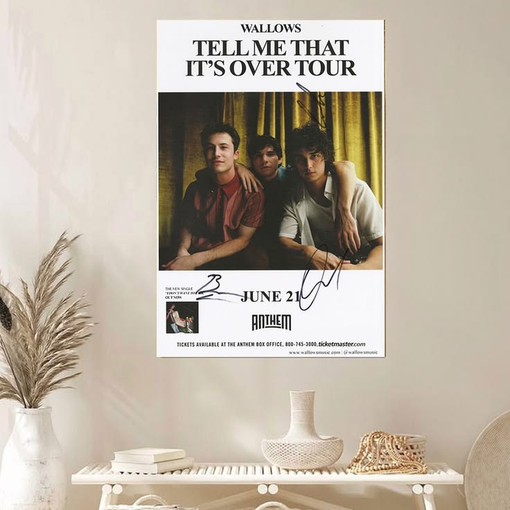 Wallows autographed gig poster Braeden Lemasters, Cole Preston, Dylan Minnette Poster Unframed Size 24''x36''