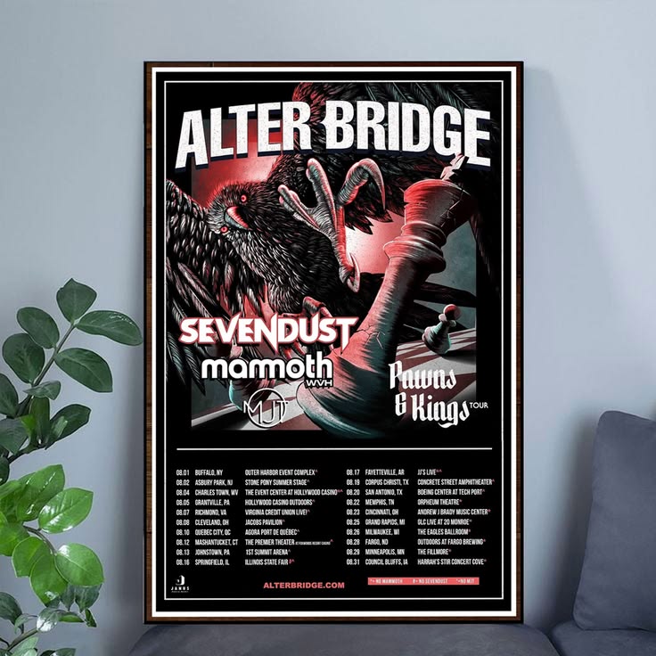 ALTER BRIDGE SEVENDUST MAMMOTH WVH Tour Poster Unframed Size 24''x36''