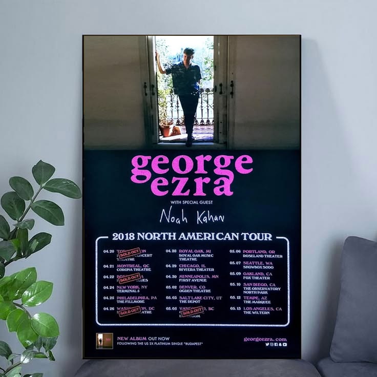 GEORGE EZRA | NOAH KAHAN Staying at Tamara's Tour 2018 Poster Unframed Size 24''x36''