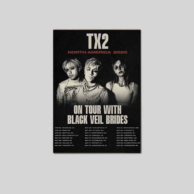 TX2 on tour with Black Veil Brides 2026 Poster Unframed Size 24''x36''
