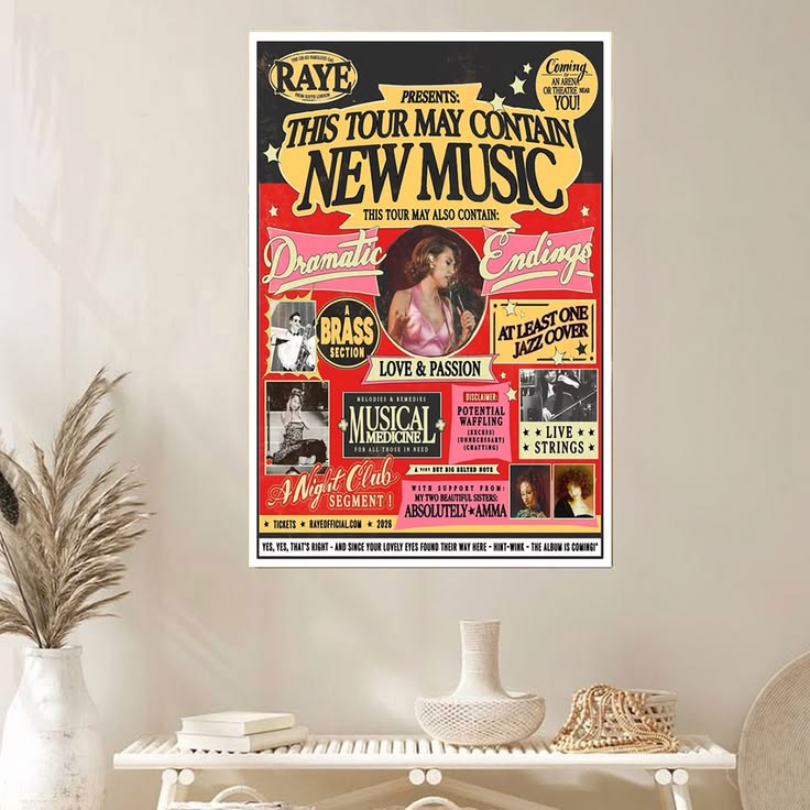 RAYE This Tour May Contain New Music Dramatic 2026 Poster Unframed Size 24''x36''