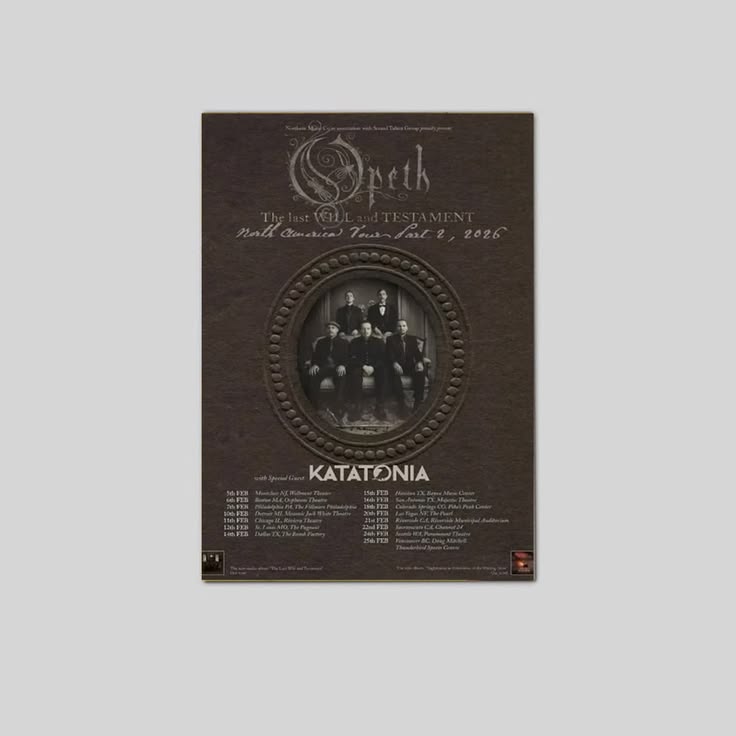 Opeth 2026 North American Tour Poster Unframed Size 24''x36''