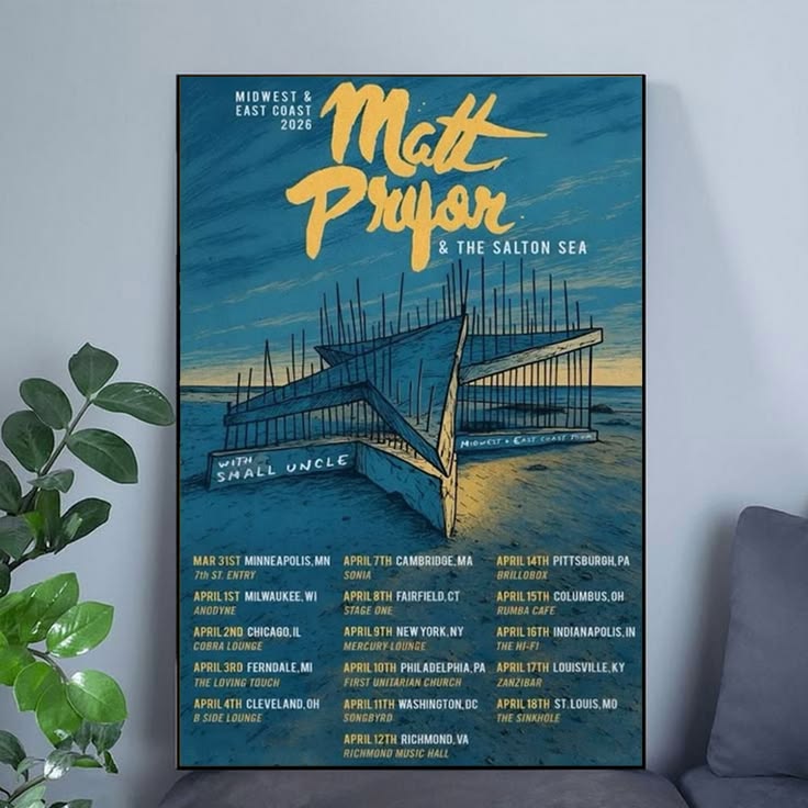 Matt Pryor Midwest East Coast Tour 2026 Indie ConcertPoster Unframed Size 24''x36''
