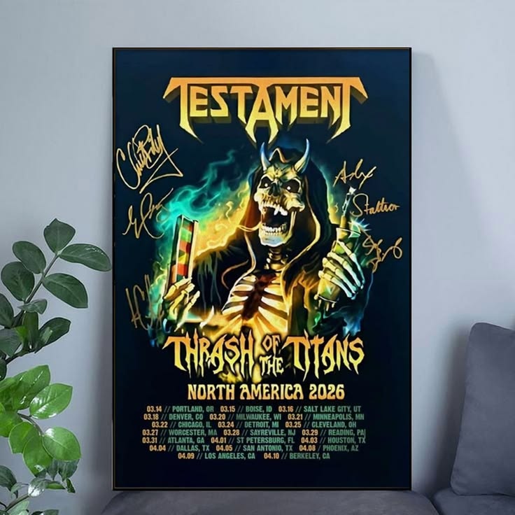Testament Exclusive Poster Thrash Of The Titans Tour 2026 Poster Unframed Size 24''x36''
