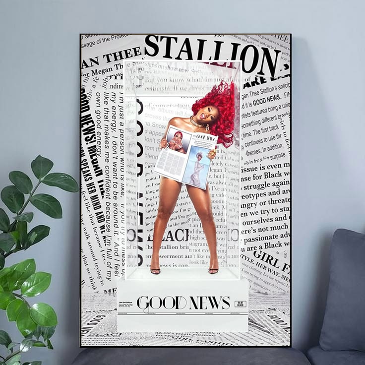 Rapper Megan Thee Stallion Good News Music Album Wall Home Decor Poster Unframed Size 24''x36''