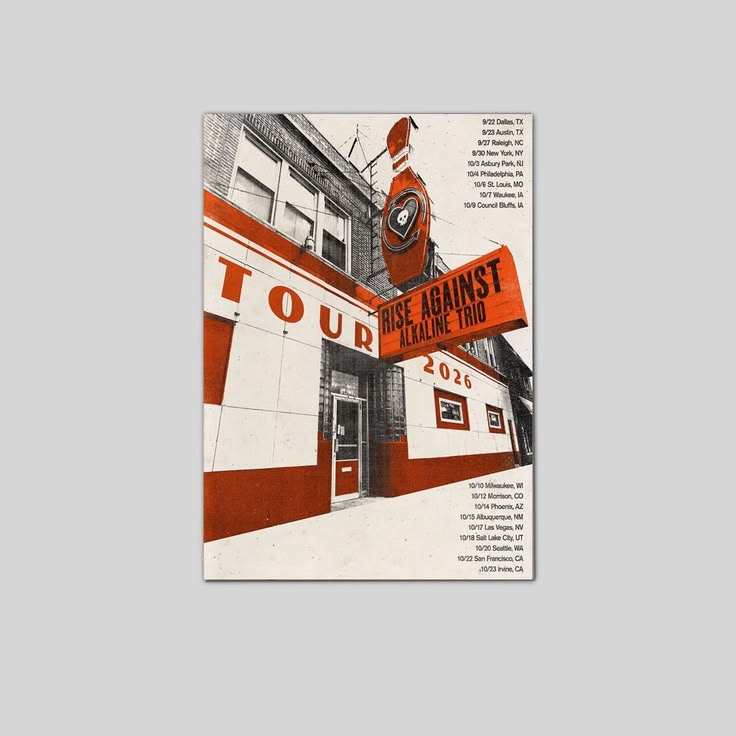 RISE AGAINST Alkaline Trio 2026 TOUR Poster Unframed Size 24''x36''