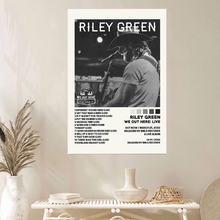 Riley Green Posters / We Out Here - Live Poster / Riley Green, Album Cover Art Poster Unframed Size 24''x36''