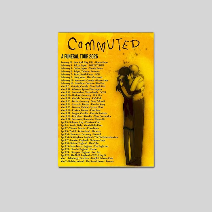 COMMUTED A Funeral Tour 2026 Poster Unframed Size 24''x36''