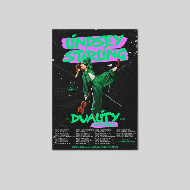 PVRIS & Lindsey Stirling Duality Untamed Tour 2026 Unframed Size 24''x36''