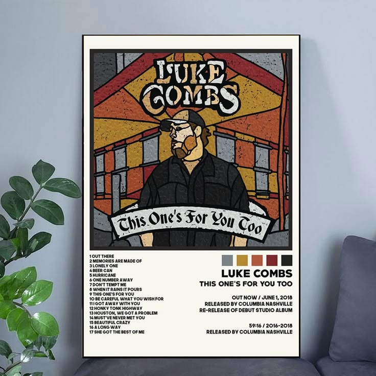 Luke Combs This One’s For You Too Album Cover Poster Wall Art Poster Unframed Size 24''x36''