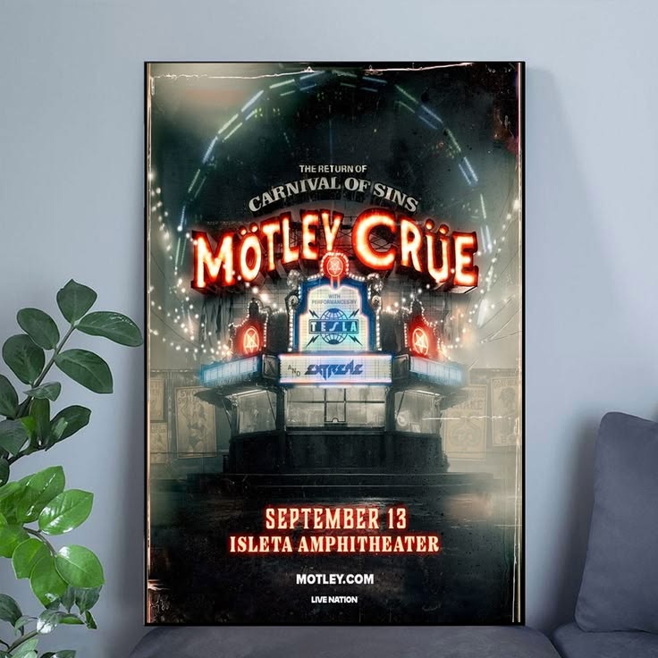 Motley Crue The Return Of Carnival Of Sins 2026 Tour Poster Unframed Size 24''x36''