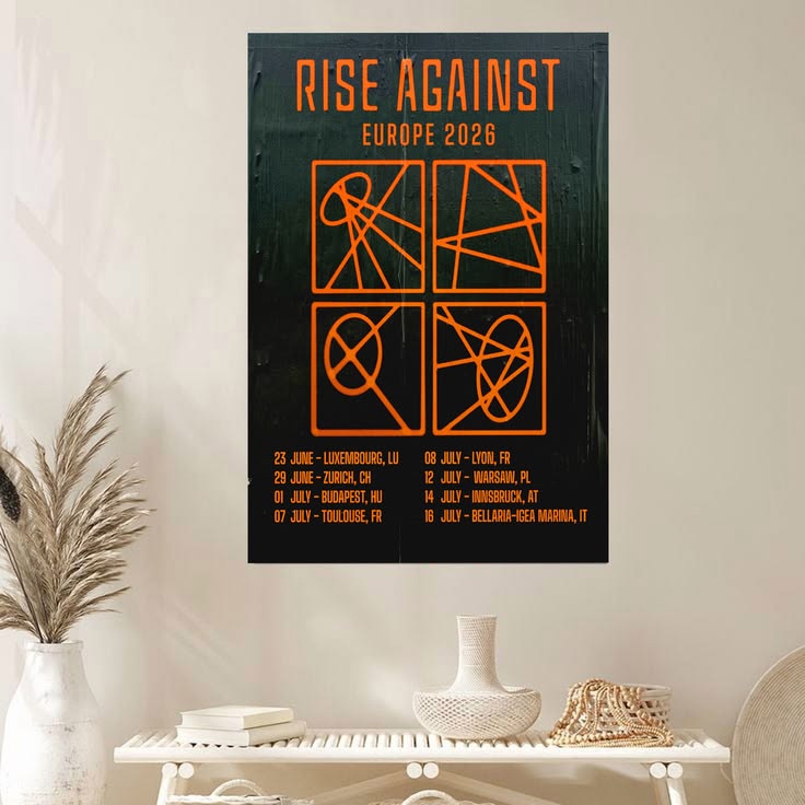 RISE AGAINST SPRING EU June 2026 TOUR Poster Unframed Size 24''x36''
