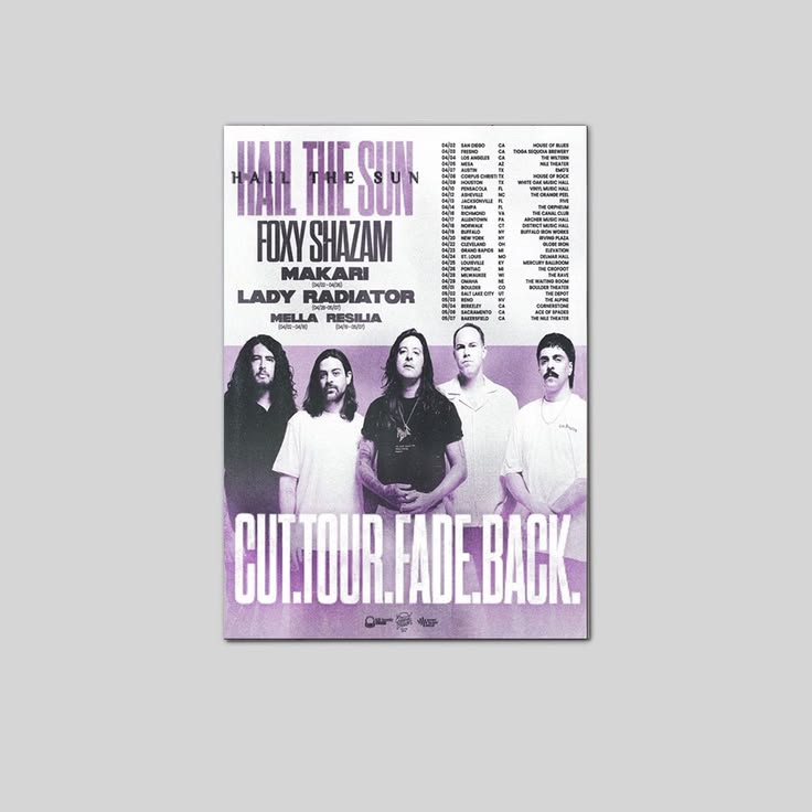 Hail The Sun Tour 2026 Poster Unframed Size 24''x36''