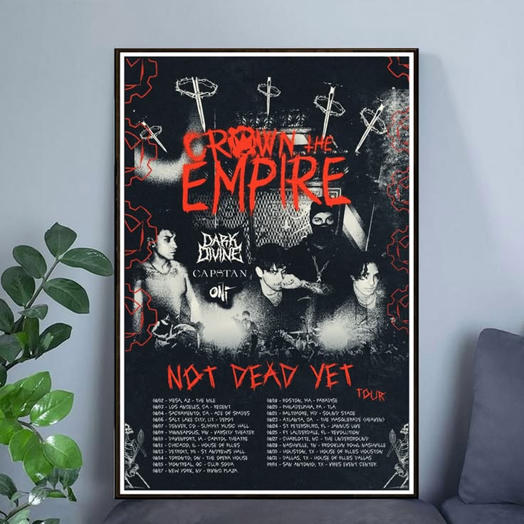 CROWN THE EMPIRE, DARK DIVINE, CAPSTAN - ONI Tour Poster Unframed Size 24''x36''