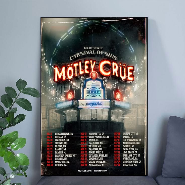 Motley Crue The Return Of Carnival Of Sins 2026 Tour Schedule Music Poster Unframed Size 24''x36''