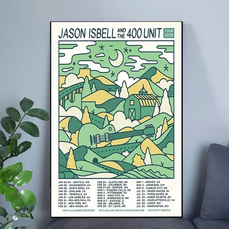 Jason Isbell's 2026 tour Poster Unframed Size 24''x36''
