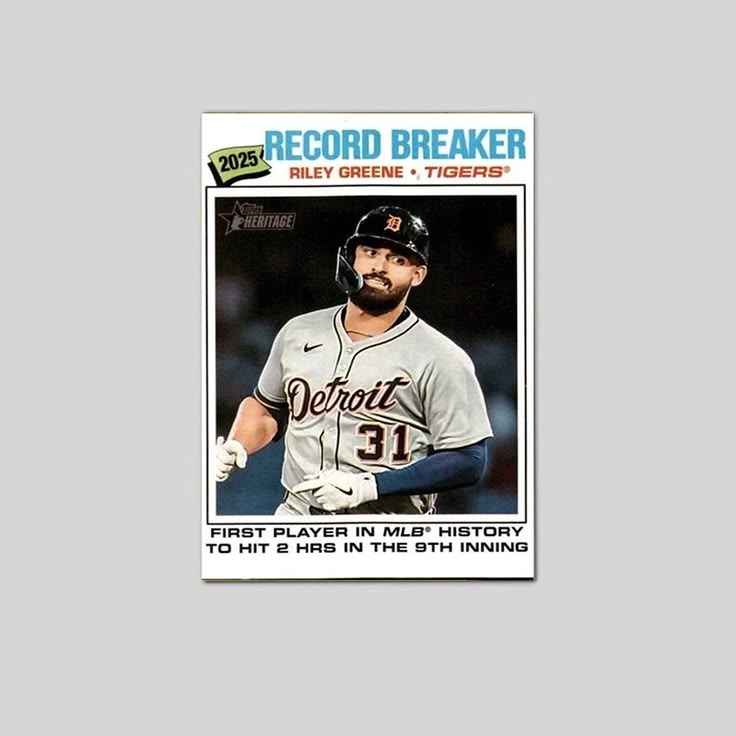 2026 Topps Heritage Riley Greene Detroit Tigers Record Poster Unframed Size 24''x36''