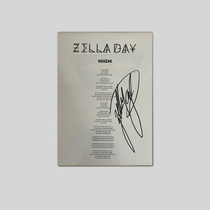 Zella Day Signed Lyrics High Very Rare Kicker Album Poster Unframed Size 24''x36''