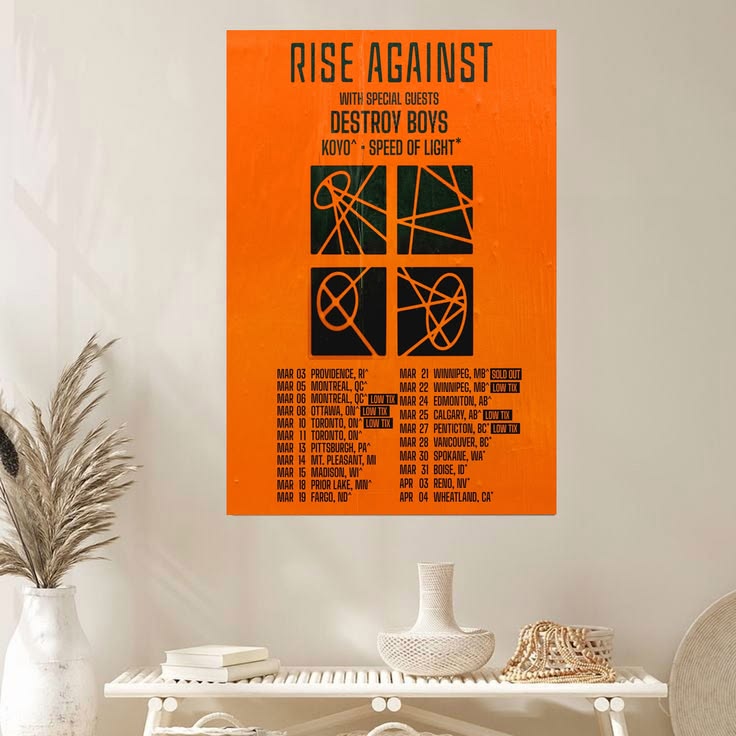 RISE AGAINST SPRING EU Mar 2026 TOUR Poster Unframed Size 24''x36''