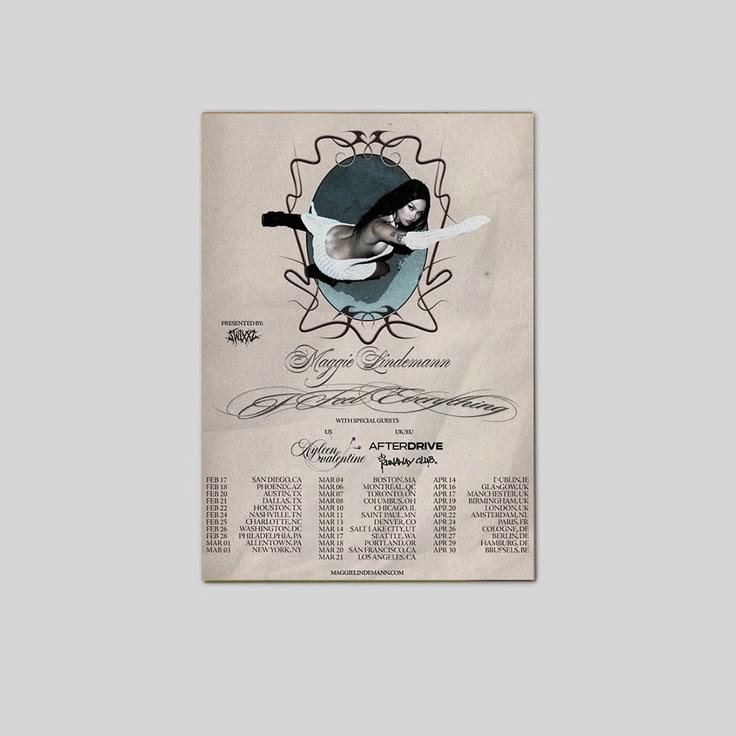 Maggie Lindemann I Feel Everything Tour 2026 Vintage style Poster Unframed Size 24''x36''