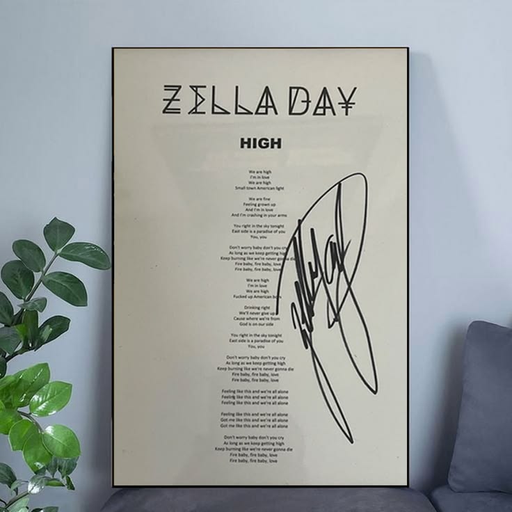 Zella Day Signed Lyrics High Very Rare Kicker Album Poster Unframed Size 24''x36''