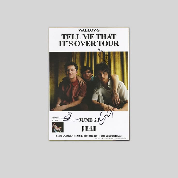 Wallows autographed gig poster Braeden Lemasters, Cole Preston, Dylan Minnette Poster Unframed Size 24''x36''