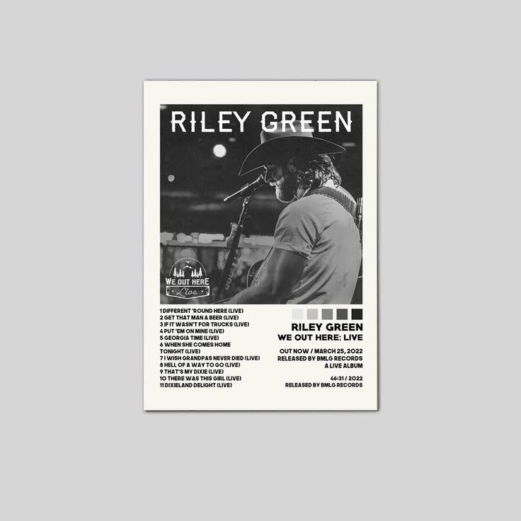 Riley Green Posters / We Out Here - Live Poster / Riley Green, Album Cover Art Poster Unframed Size 24''x36''