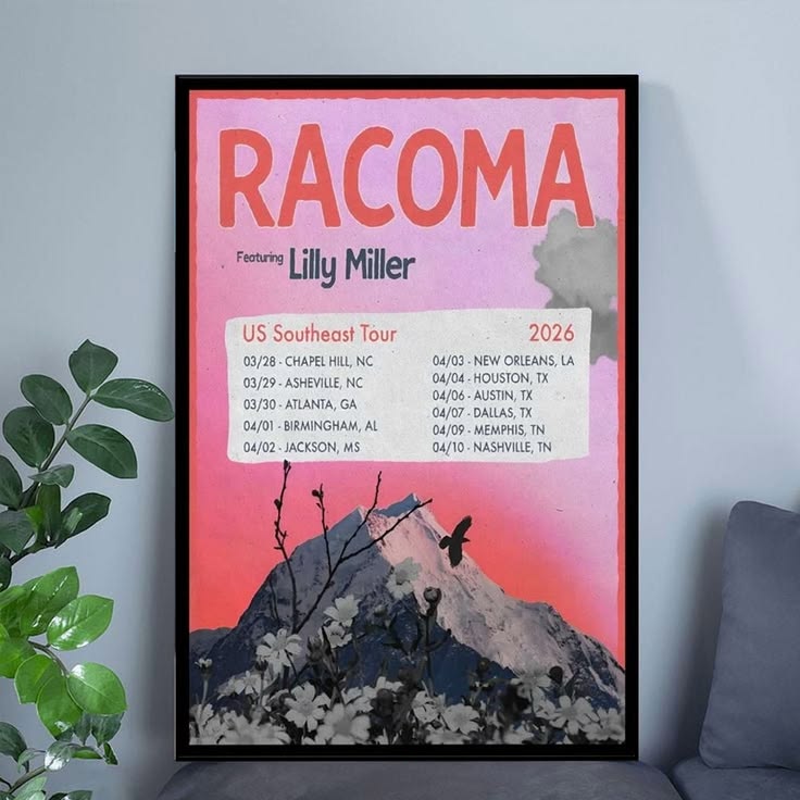 Racoma Lily Miller US Southeast Tour 2026 Indie Concert Poster Unframed Size 24''x36''
