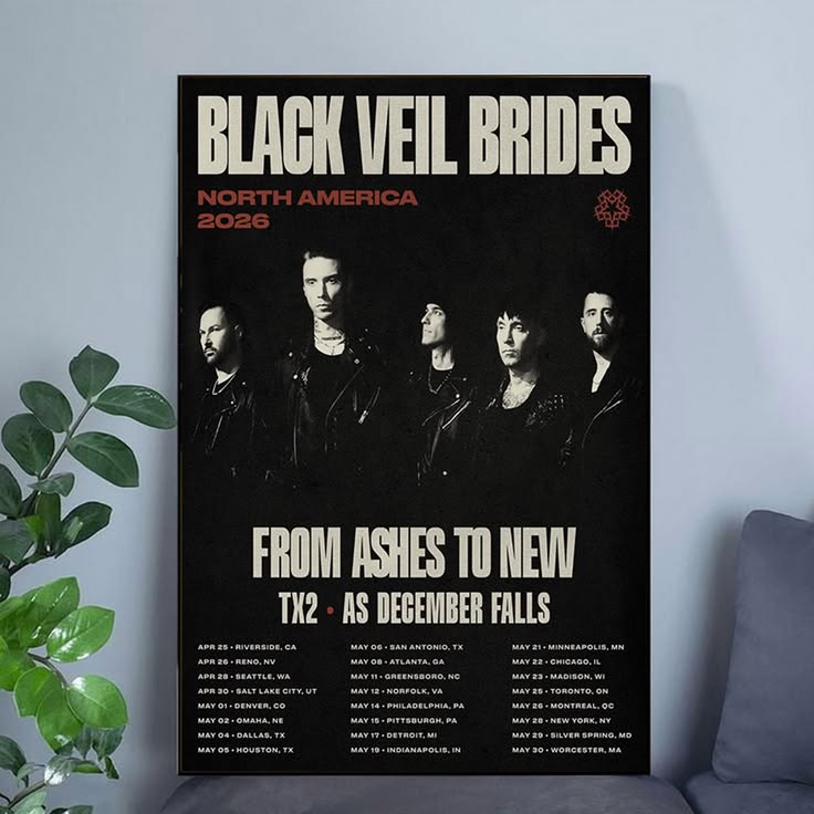 Black Veil Brides 2026 Tour & TX2 Poster Unframed Size 24''x36''