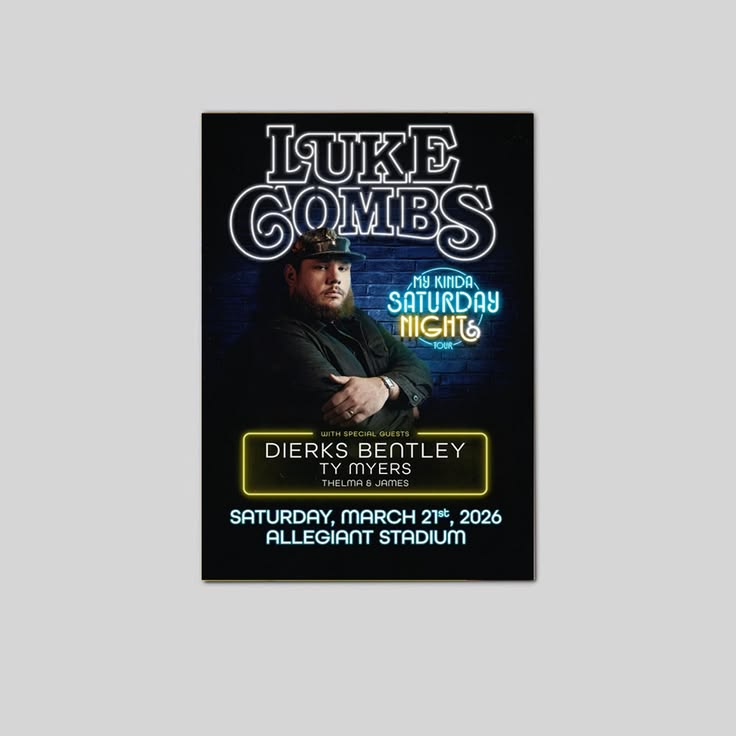 Luke Combs Poster - Allegiant Stadium, Mar 21 2026 Poster Unframed Size 24''x36''