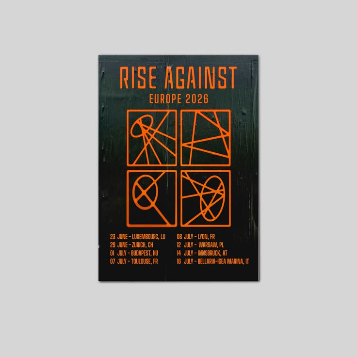 RISE AGAINST SPRING EU June 2026 TOUR Poster Unframed Size 24''x36''