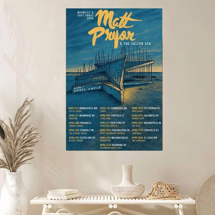 Matt Pryor Midwest East Coast Tour 2026 Indie ConcertPoster Unframed Size 24''x36''