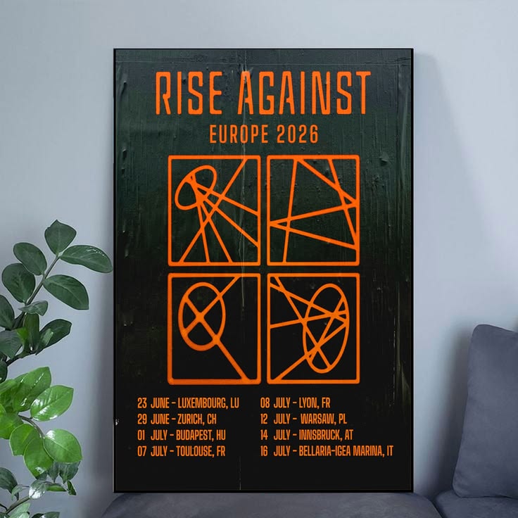 RISE AGAINST SPRING EU June 2026 TOUR Poster Unframed Size 24''x36''