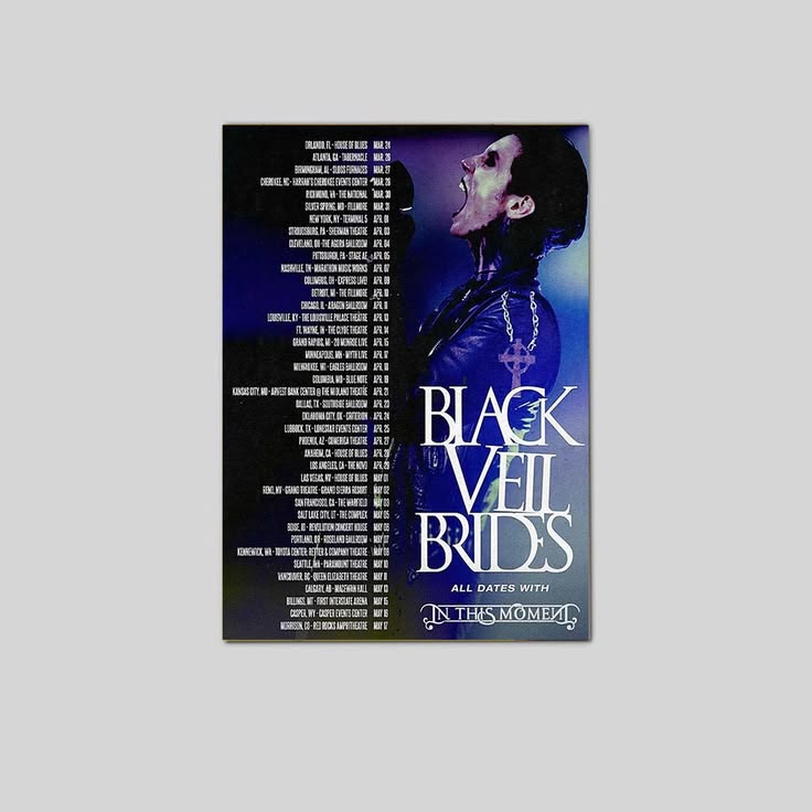 Black Veil Brides Andy Biersack Tour Poster Unframed Size 24''x36''