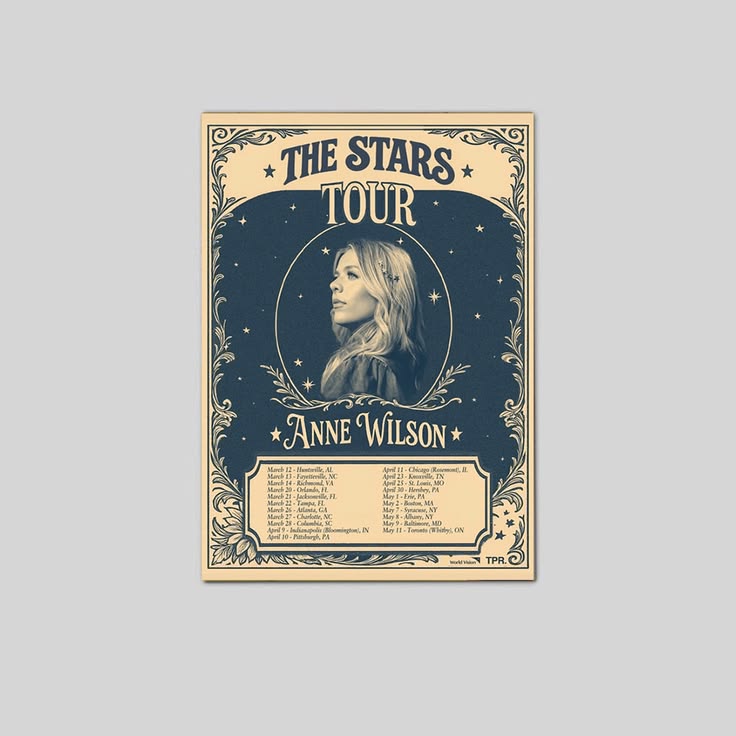 Anne Wilson's The Stars Tour 2026 Schedule Poster Unframed Size 24''x36''
