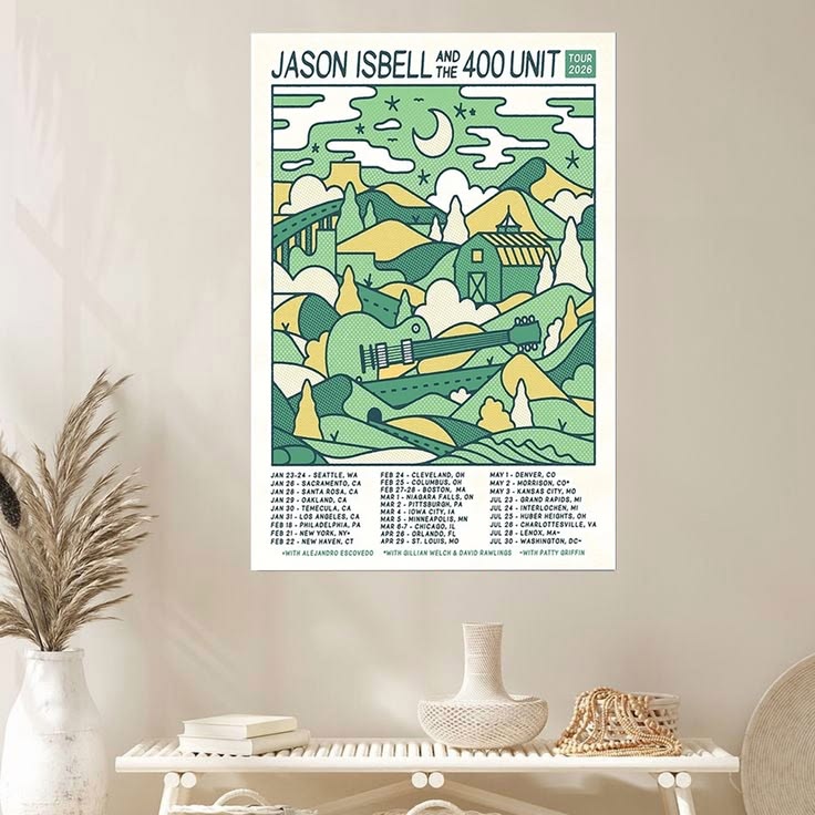 Jason Isbell's 2026 tour Poster Unframed Size 24''x36''