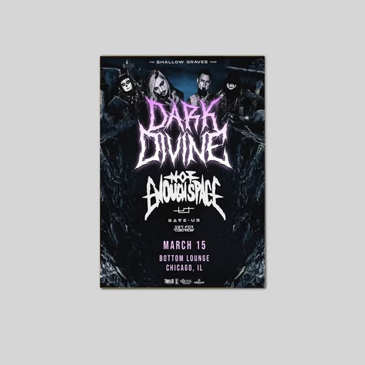 Dark Divine The Shallow Graves Tour 2026 Poster Unframed Size 24''x36''