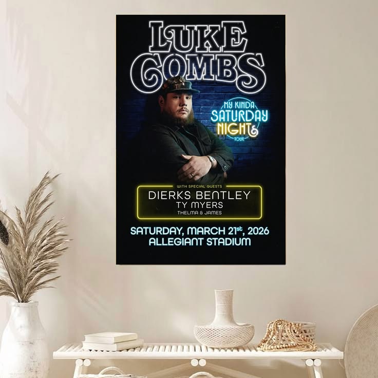 Luke Combs Poster - Allegiant Stadium, Mar 21 2026 Poster Unframed Size 24''x36''