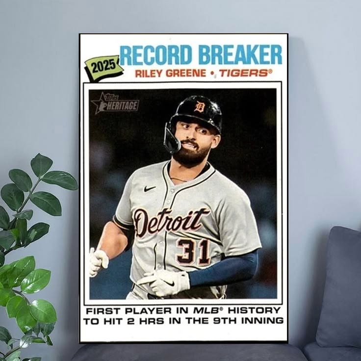 2026 Topps Heritage Riley Greene Detroit Tigers Record Poster Unframed Size 24''x36''
